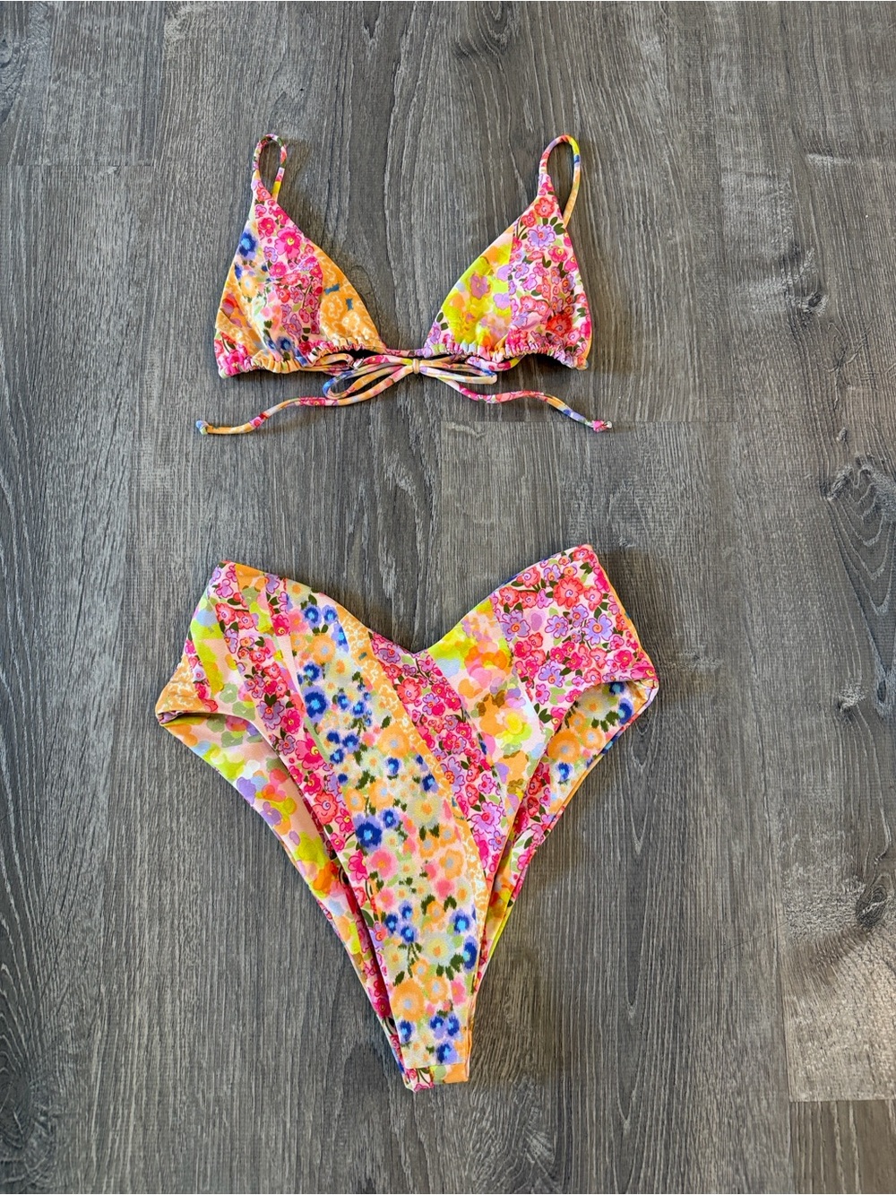 Women Floral Pink & Yellow Swimsuit